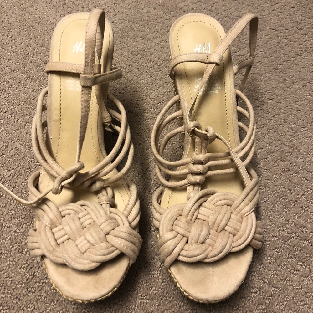 Tan wedge sandal heels
